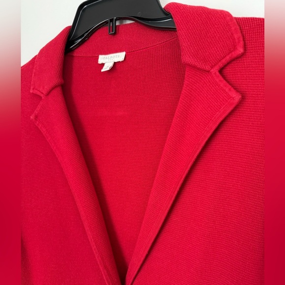 Talbots Notch Collar Knit Sweater Blazer RED Women’s M Academic, Career, Festive - Picture 3 of 10